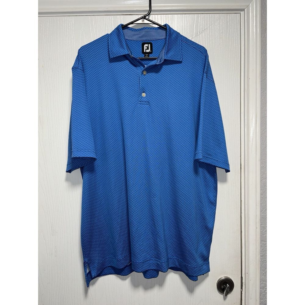 FootJoy Performance Stretch Polo Blue With Geometric Print‎ Size XL